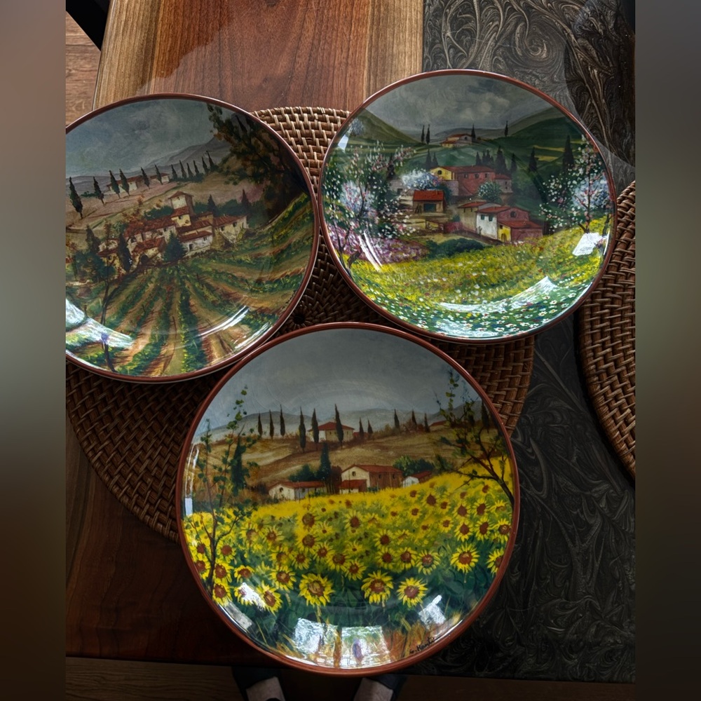 Set of 3 plates handmade Portugal landscape plates.